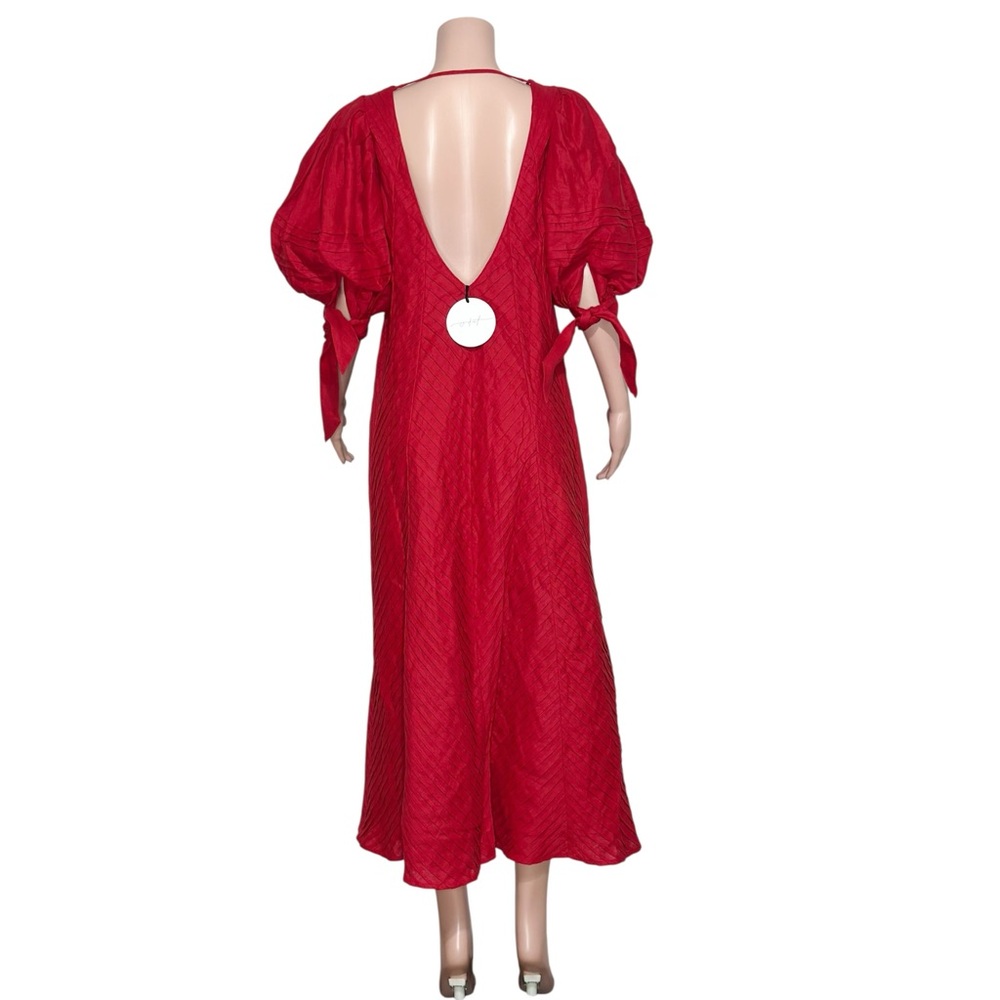 ODET Cherie Chevron Mumu Linen Dress, Red, Medium - Picture 10 of 14